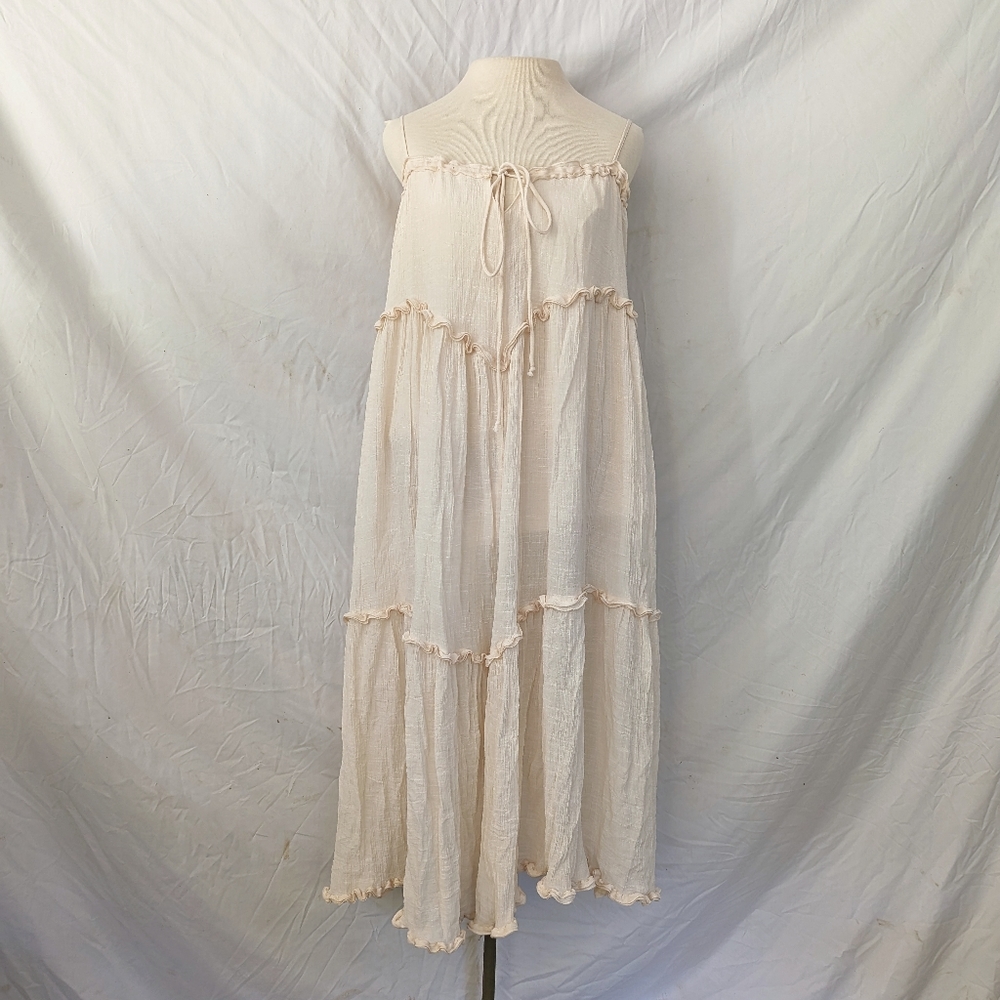 Grade & Gather White Tiered Swing Dress